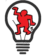 Personaggio Keith Haring in lampadina idea